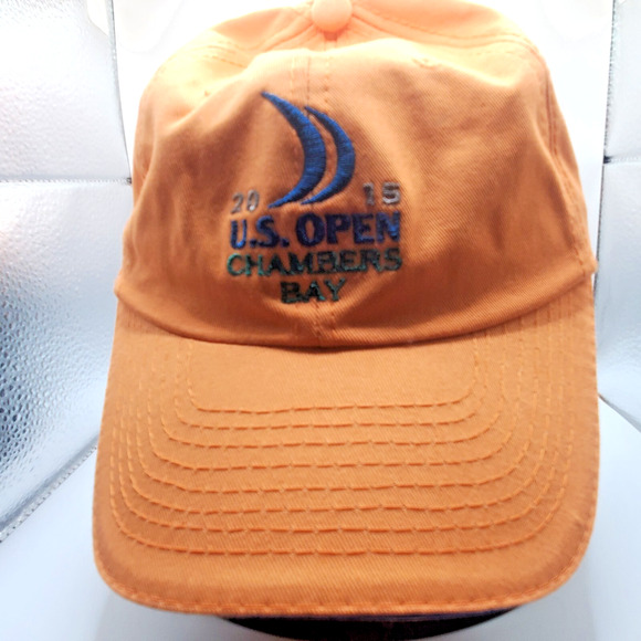 2015 U.S. Open Chambers Bay Hat Orange Adjustable Golf Cap USGA Tournament Logo - Picture 1 of 9